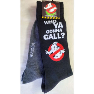 Ghostbusters Men's Crew Socks 2 Pack Large 10-13 Black Gray Who Ya Gonna Call